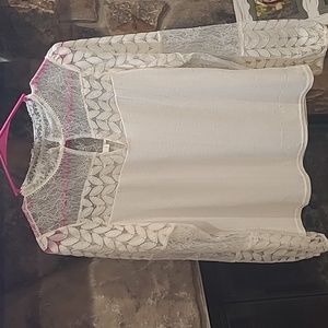 GUC Ivory Lace Trimmed Top Size M
